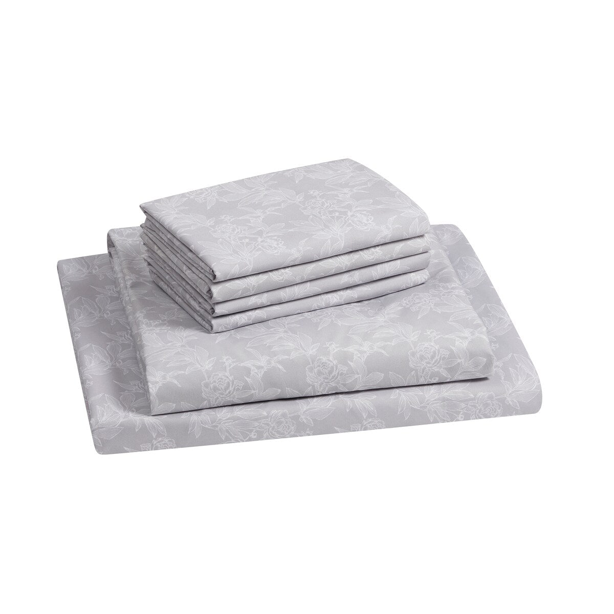 Tahari Home Emmy Grey Floral 6-Piece Printed Microfiber Bed Sheet Set