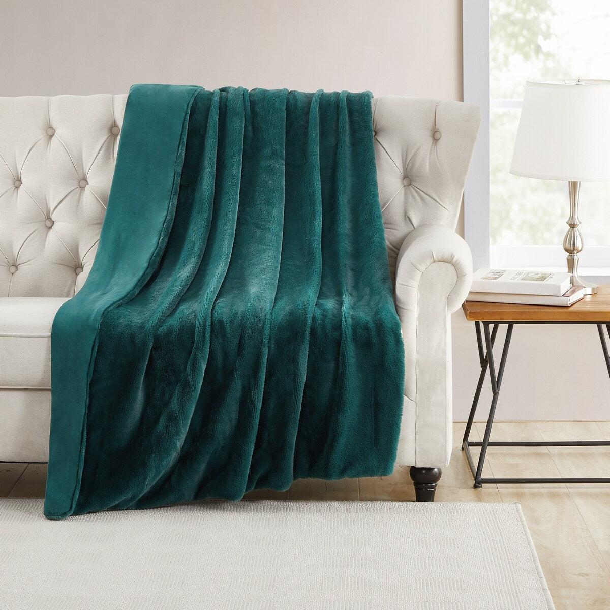 Tahari Home Green Ribbed Throw, 50" x 60"