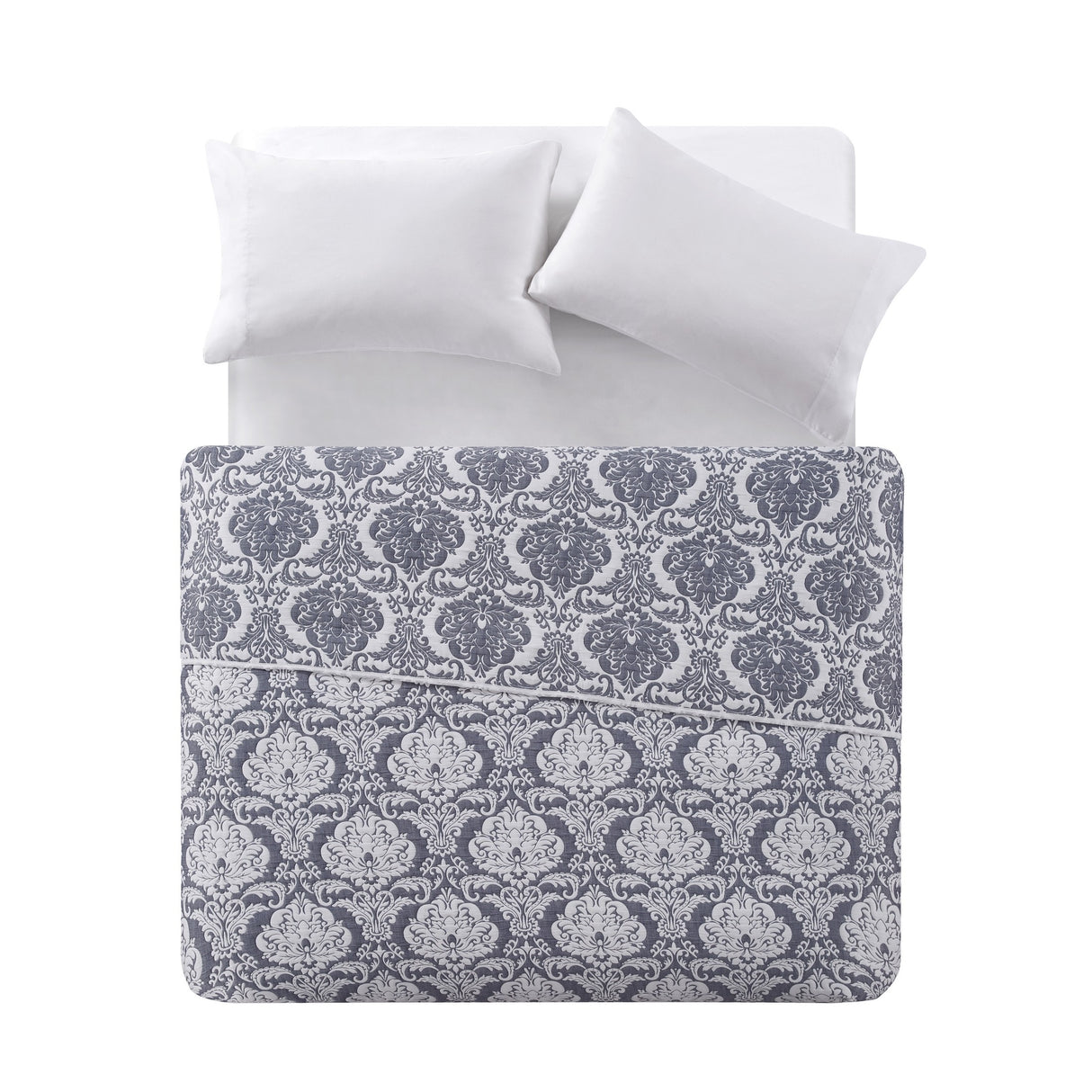 Tahari Home Hannah Damask Reversible Matelassé Coverlet