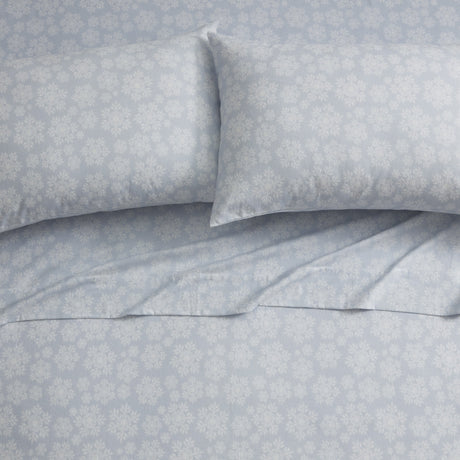 Tahari Home Snowflake Triple Brushed Cotton Flannel Bed Sheet Set