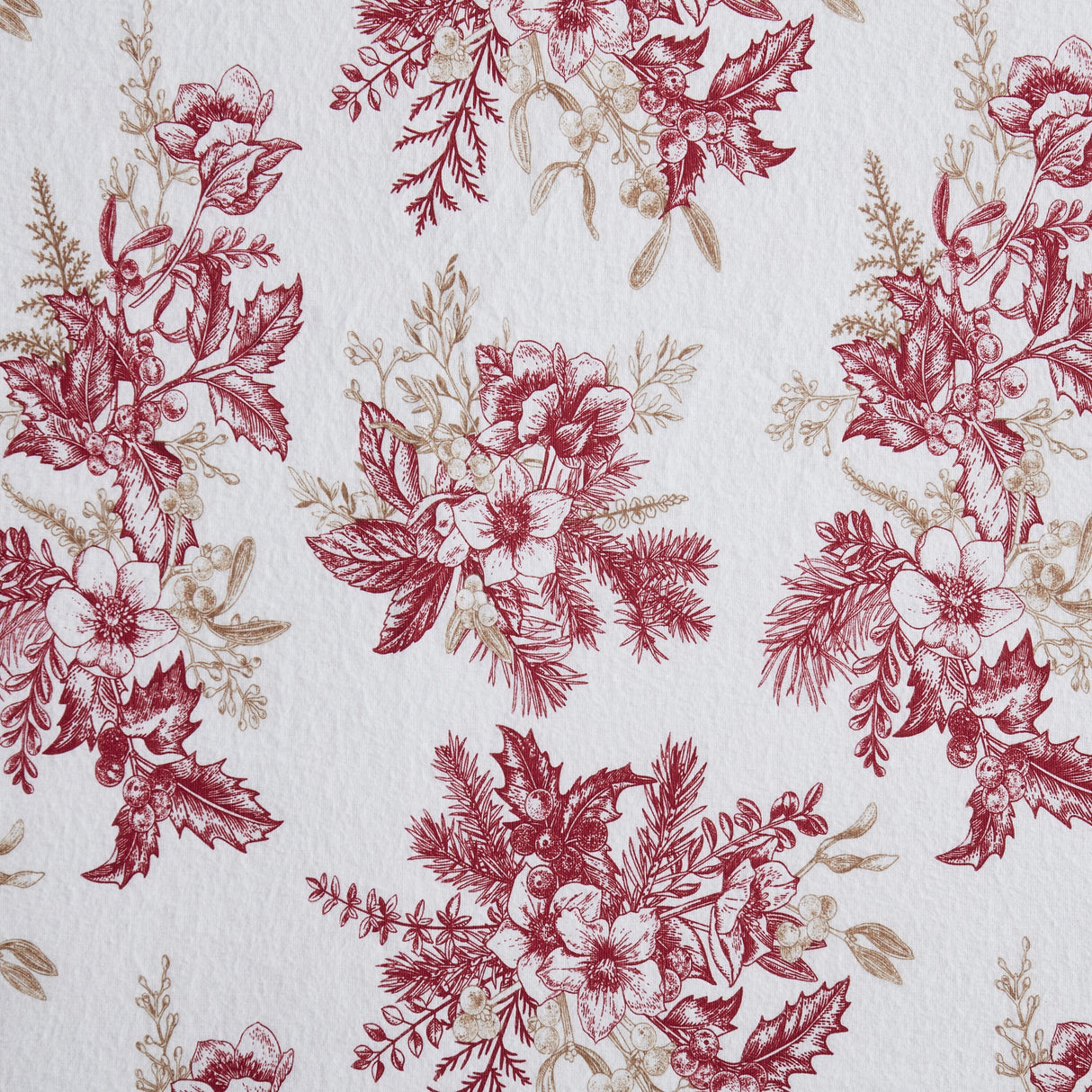 Tahari Home Toile Red Triple Brushed Cotton Flannel Bed Sheet Set