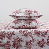 Tahari Home Toile Red Triple Brushed Cotton Flannel Bed Sheet Set