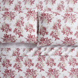 Tahari Home Toile Red Triple Brushed Cotton Flannel Bed Sheet Set