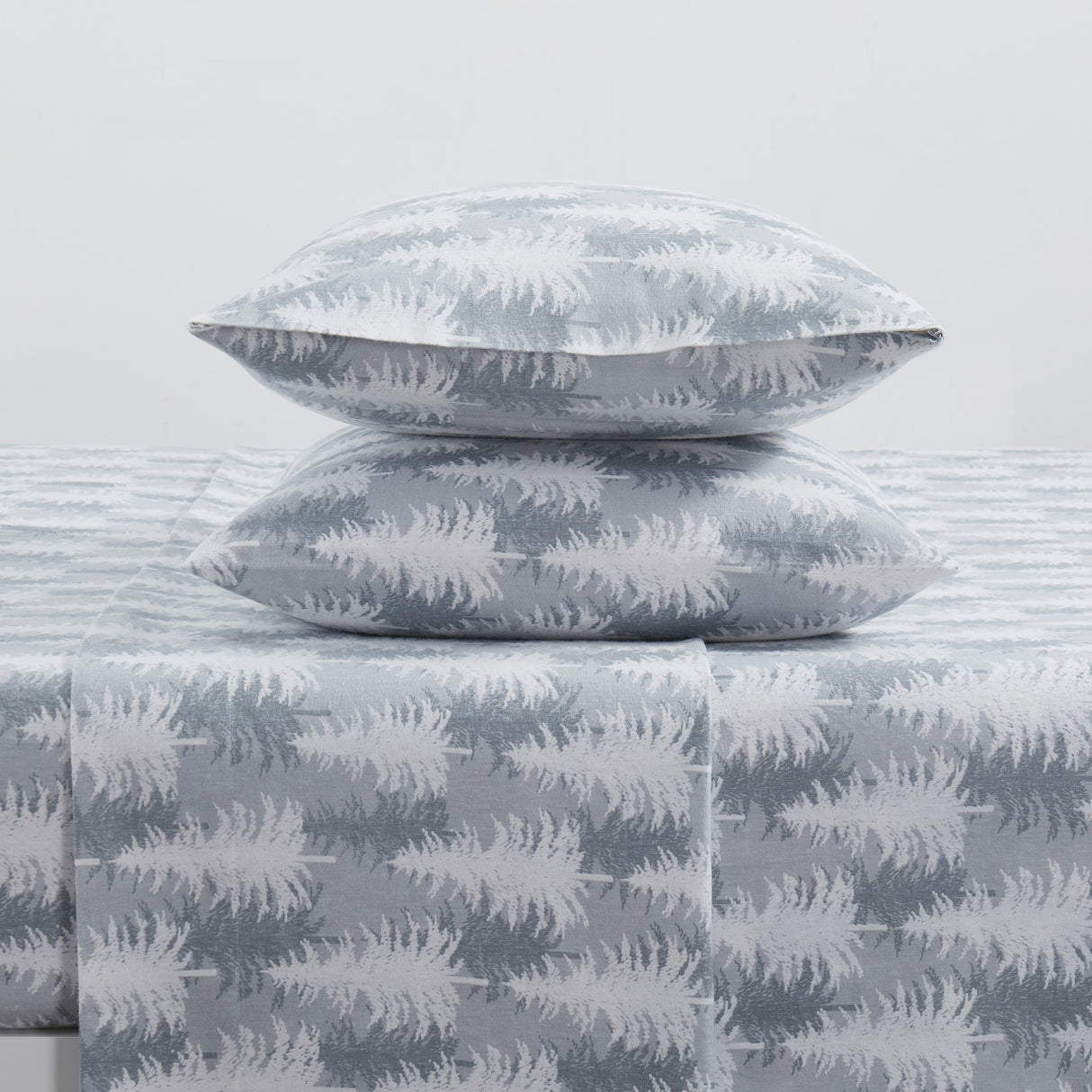 Tahari Home Tree Gray Triple Brushed Cotton Flannel Bed Sheet Set