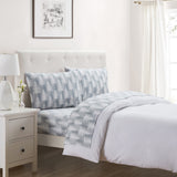Tahari Home Tree Gray Triple Brushed Cotton Flannel Bed Sheet Set