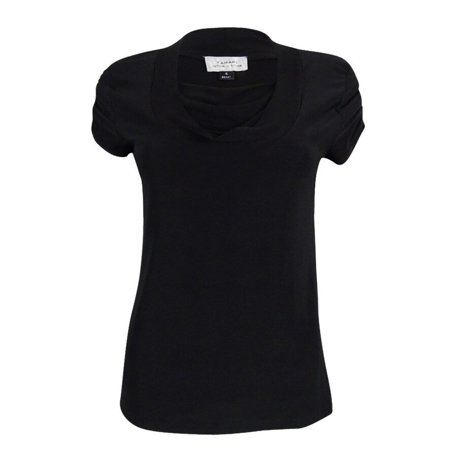 Tahari Women's Short-Sleeve Draped Ruched Top