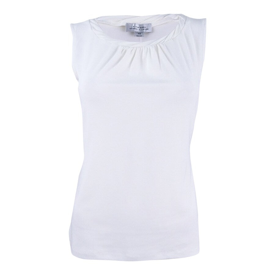 Tahari Women's Sleeveless Pleat-Neck Top