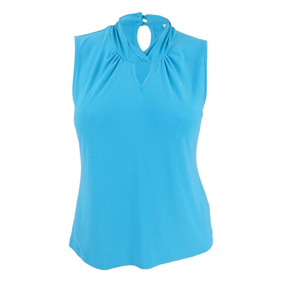 Tahari Women's Twist-Neck Keyhole Shell Top