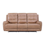 Tahoe Contemporary Tufted Top Grain Leather Power Recliner Sofa