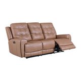 Tahoe Contemporary Tufted Top Grain Leather Power Recliner Sofa