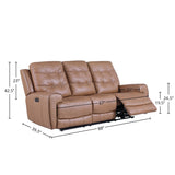 Tahoe Contemporary Tufted Top Grain Leather Power Recliner Sofa