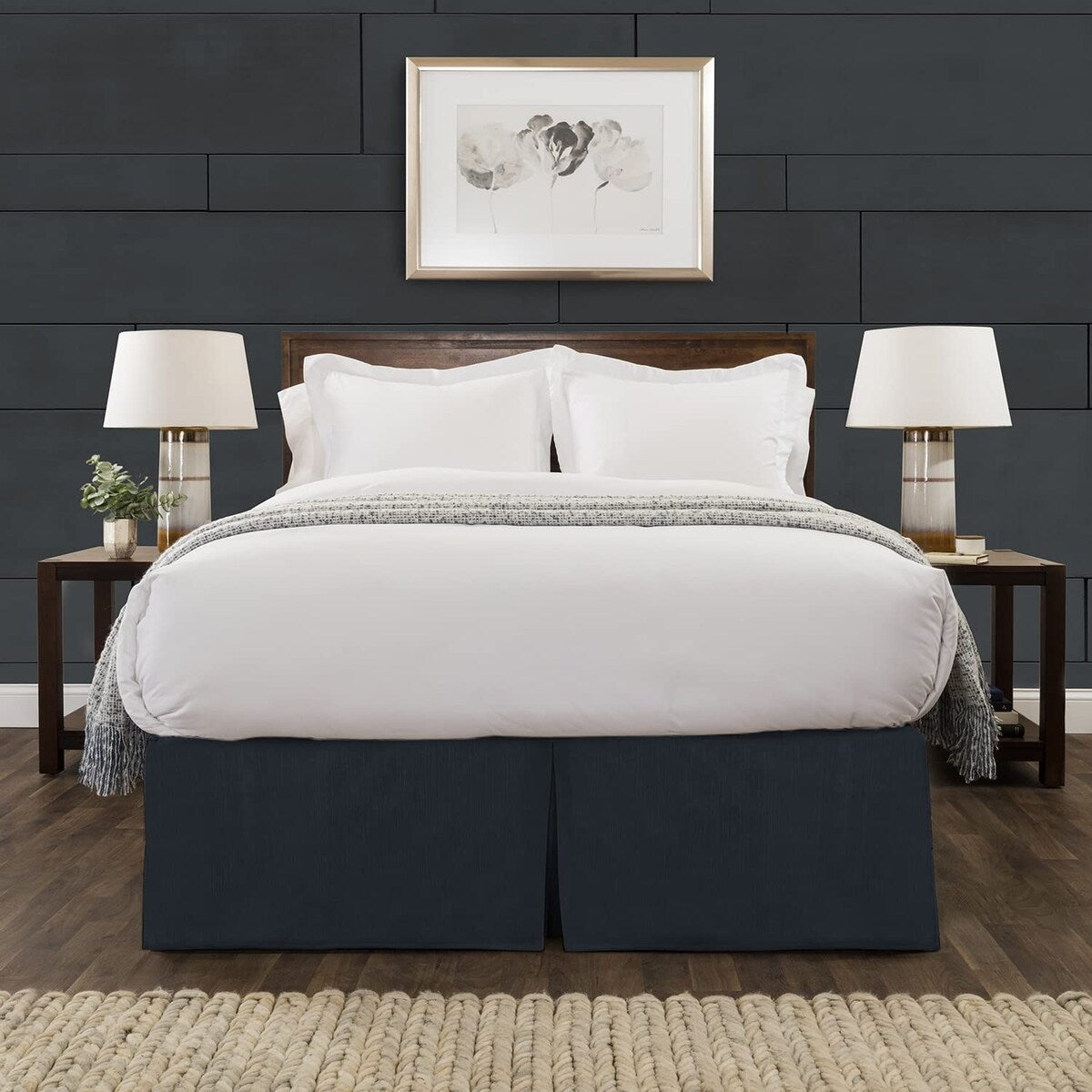 Tailored Velvet Bed Skirt with Split Corner