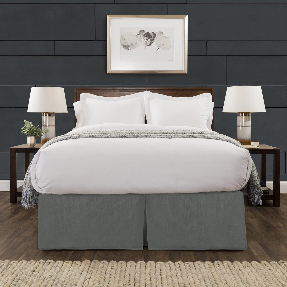 Tailored Velvet Bed Skirt with Split Corner