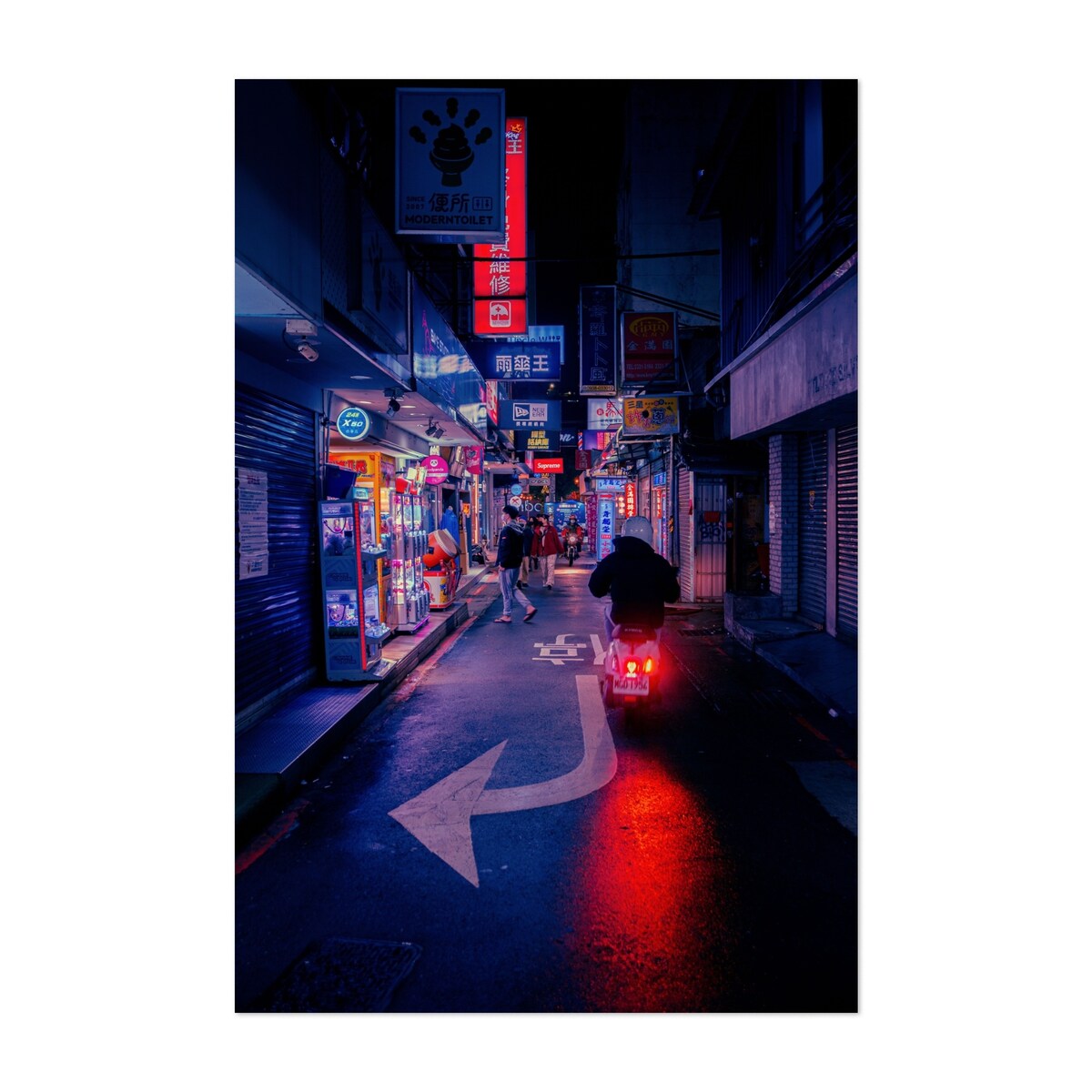 Taipei City Taiwan Ximen Cyberpunk Alley Photography Art Print/Poster
