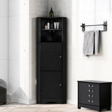 Tall Bathroom Corner Cabinet, with Doors and Adjustable Shelves - 14.96" x 14.96"x 61.02"