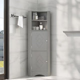 Tall Bathroom Corner Cabinet, with Doors and Adjustable Shelves - 14.96" x 14.96"x 61.02"