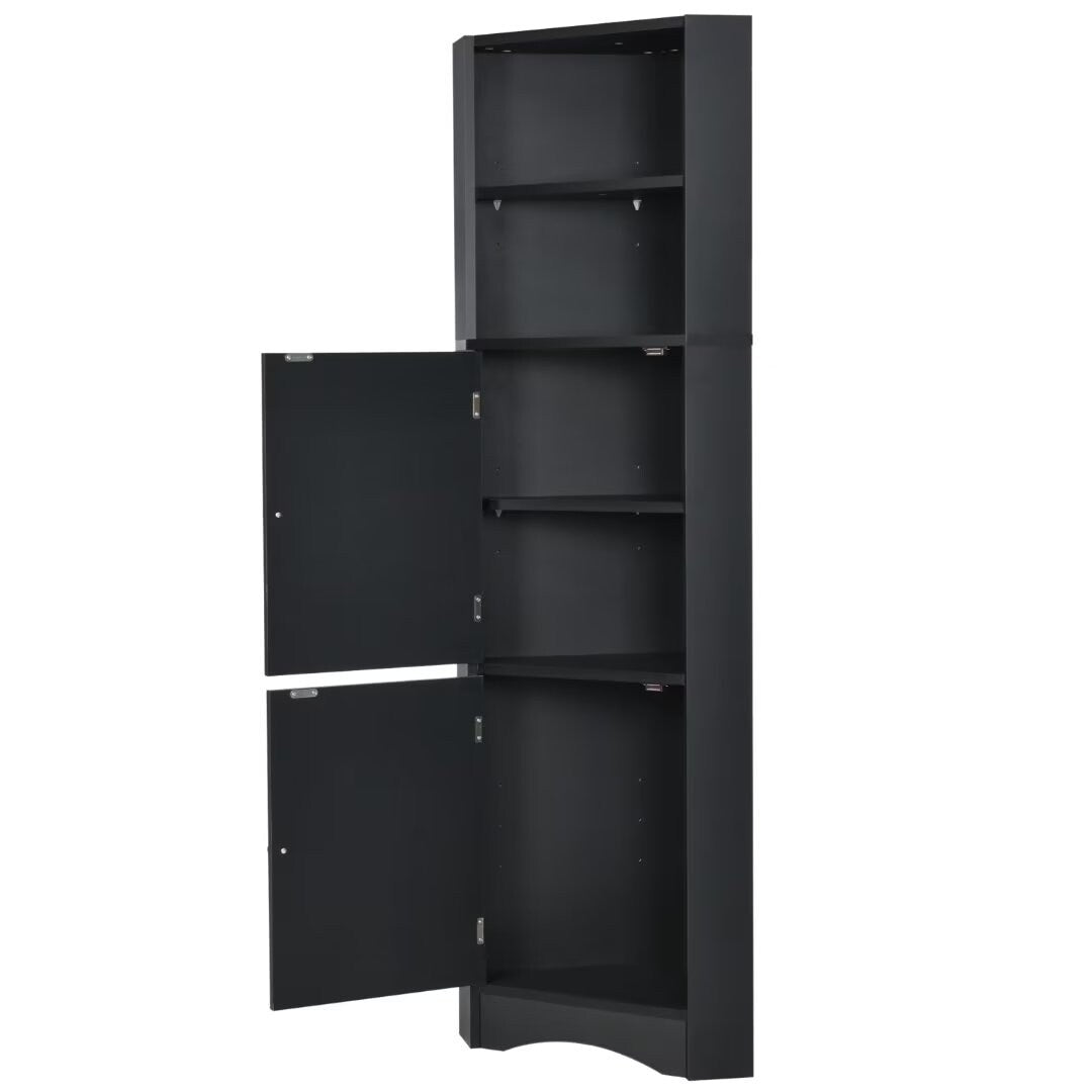 Tall Bathroom Corner Cabinet, with Doors and Adjustable Shelves - 14.96" x 14.96"x 61.02"
