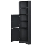 Tall Bathroom Corner Cabinet, with Doors and Adjustable Shelves - 14.96" x 14.96"x 61.02"