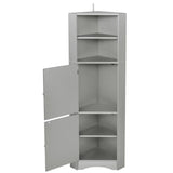 Tall Bathroom Corner Cabinet, with Doors and Adjustable Shelves - 14.96" x 14.96"x 61.02"