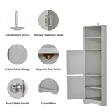 Tall Bathroom Corner Cabinet, with Doors and Adjustable Shelves - 14.96" x 14.96"x 61.02"
