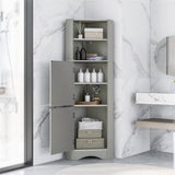 Tall Bathroom Corner Cabinet, with Doors and Adjustable Shelves - 14.96" x 14.96"x 61.02"