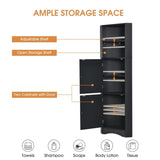 Tall Bathroom Corner Cabinet, with Doors and Adjustable Shelves - 14.96" x 14.96"x 61.02"