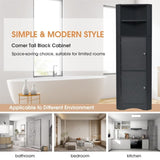 Tall Bathroom Corner Cabinet, with Doors and Adjustable Shelves - 14.96" x 14.96"x 61.02"