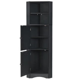 Tall Bathroom Corner Cabinet, with Doors and Adjustable Shelves - 14.96" x 14.96"x 61.02"