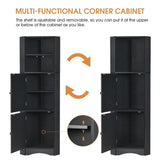 Tall Bathroom Corner Cabinet, with Doors and Adjustable Shelves - 14.96" x 14.96"x 61.02"
