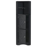 Tall Bathroom Corner Cabinet, with Doors and Adjustable Shelves - 14.96" x 14.96"x 61.02"