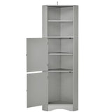 Tall Bathroom Corner Cabinet, with Doors and Adjustable Shelves - 14.96" x 14.96"x 61.02"