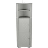 Tall Bathroom Corner Cabinet, with Doors and Adjustable Shelves - 14.96" x 14.96"x 61.02"