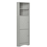 Tall Bathroom Corner Cabinet, with Doors and Adjustable Shelves - 14.96" x 14.96"x 61.02"