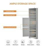 Tall Bathroom Corner Cabinet, with Doors and Adjustable Shelves - 14.96" x 14.96"x 61.02"