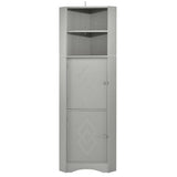 Tall Bathroom Corner Cabinet, with Doors and Adjustable Shelves - 14.96" x 14.96"x 61.02"
