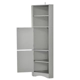 Tall Bathroom Corner Cabinet, with Doors and Adjustable Shelves - 14.96" x 14.96"x 61.02"