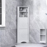 Tall Bathroom Corner Cabinet, with Doors and Adjustable Shelves - 14.96" x 14.96"x 61.02"