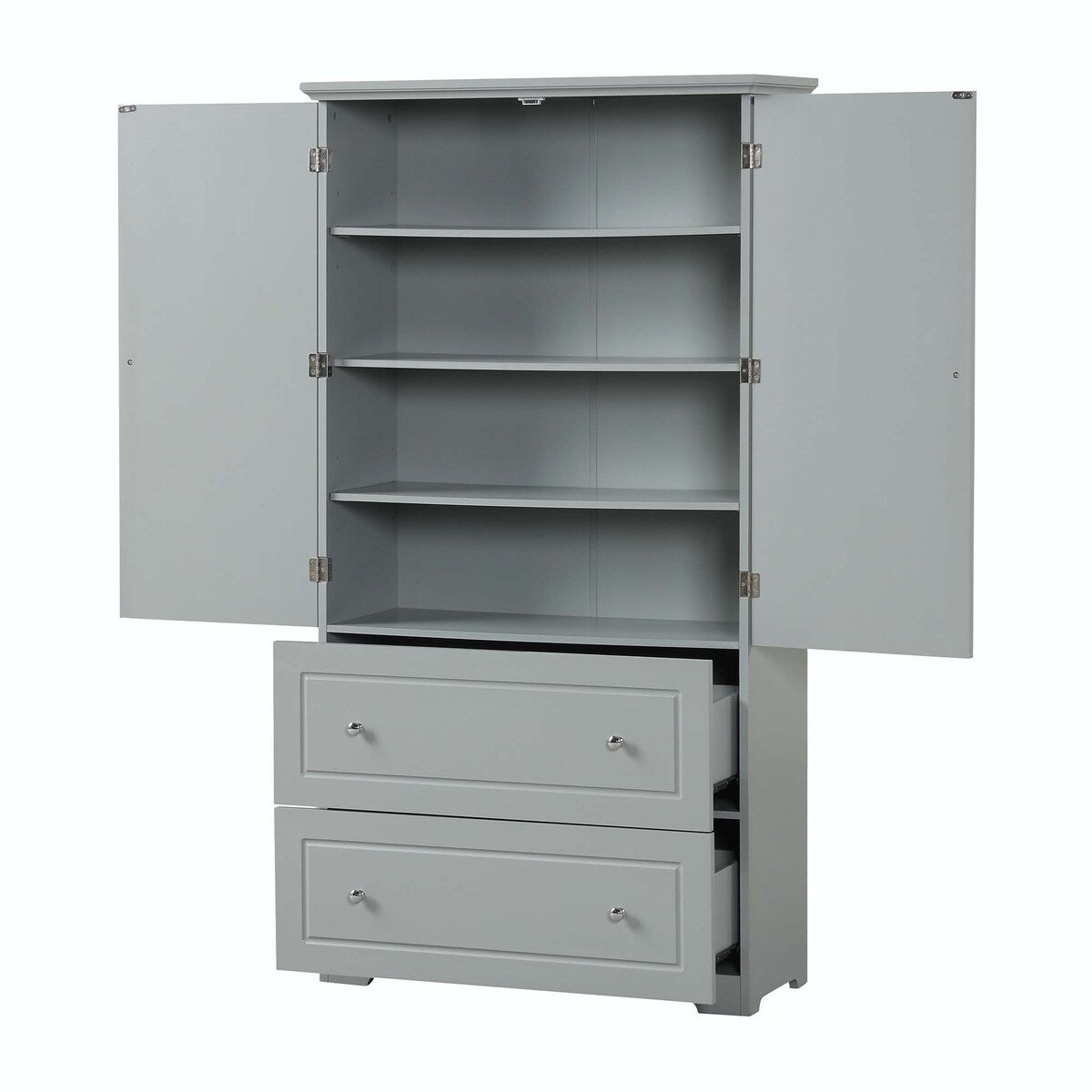 Tall Bathroom Storage Cabinet with Drawers and Adjustable Shelf - N/A