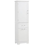 Tall Bathroom Storage Cabinet with Two Different Size Drawers and Adjustable Shelf Freestanding Storage Cabinet