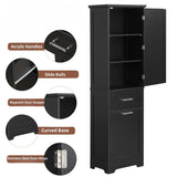 Tall Bathroom Storage Cabinet, Freestanding Storage Cabinet with Two Different Size Drawers and Adjustable Shelf