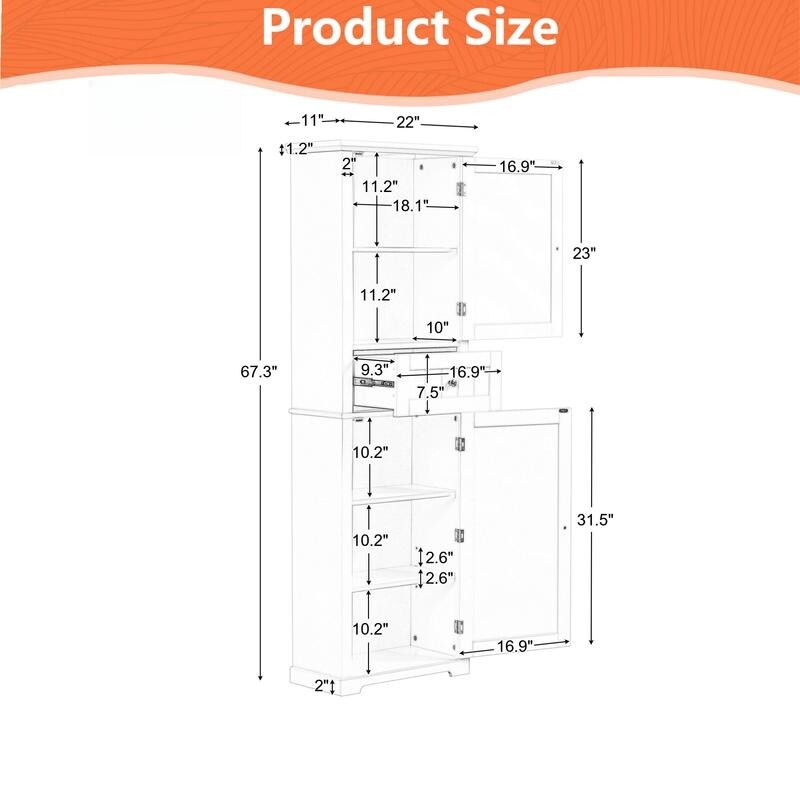 Tall Bathroom Storage Cabinet, Freestanding Storage Cabinet