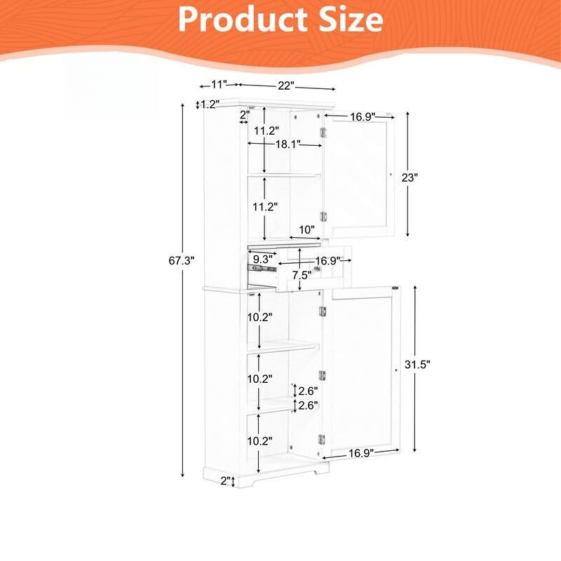 Tall Bathroom Storage Cabinet, Freestanding Storage Cabinet