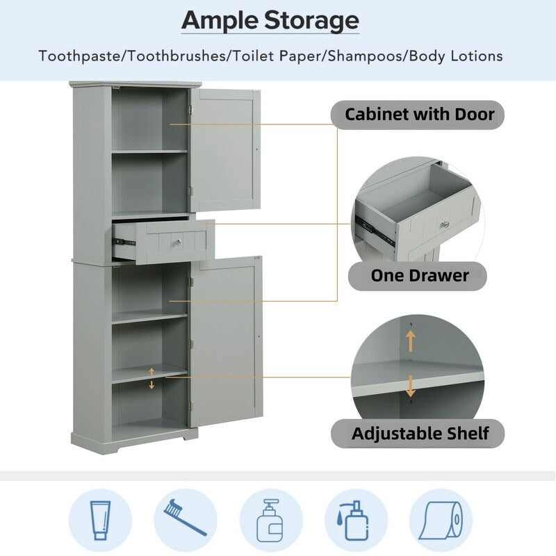 Tall Bathroom Storage Cabinet, Freestanding Storage Cabinet