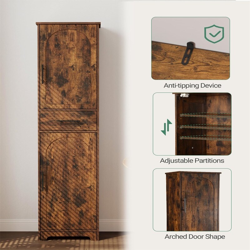 Tall Bathroom Storage Cabinet - 11.8"D x 15.7"W x 66.9"H