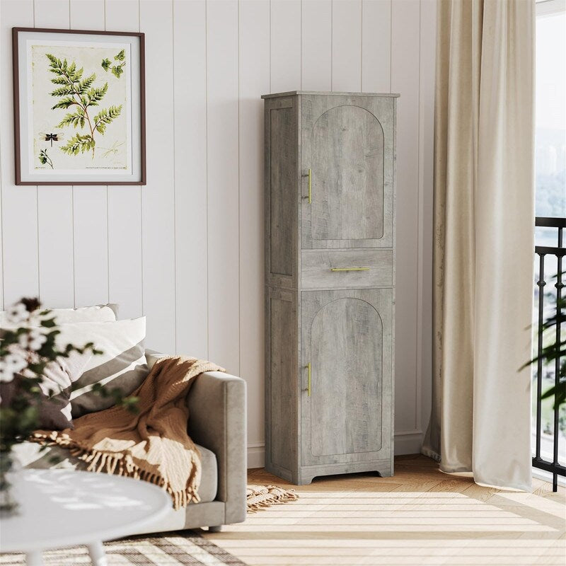 Tall Bathroom Storage Cabinet - 11.8"D x 15.7"W x 66.9"H