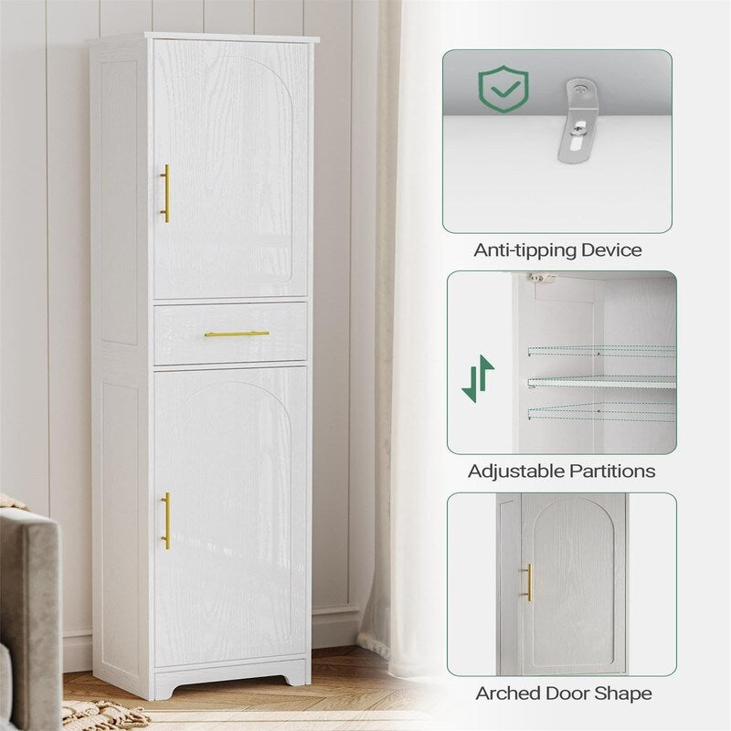 Tall Bathroom Storage Cabinet - 11.8"D x 15.7"W x 66.9"H