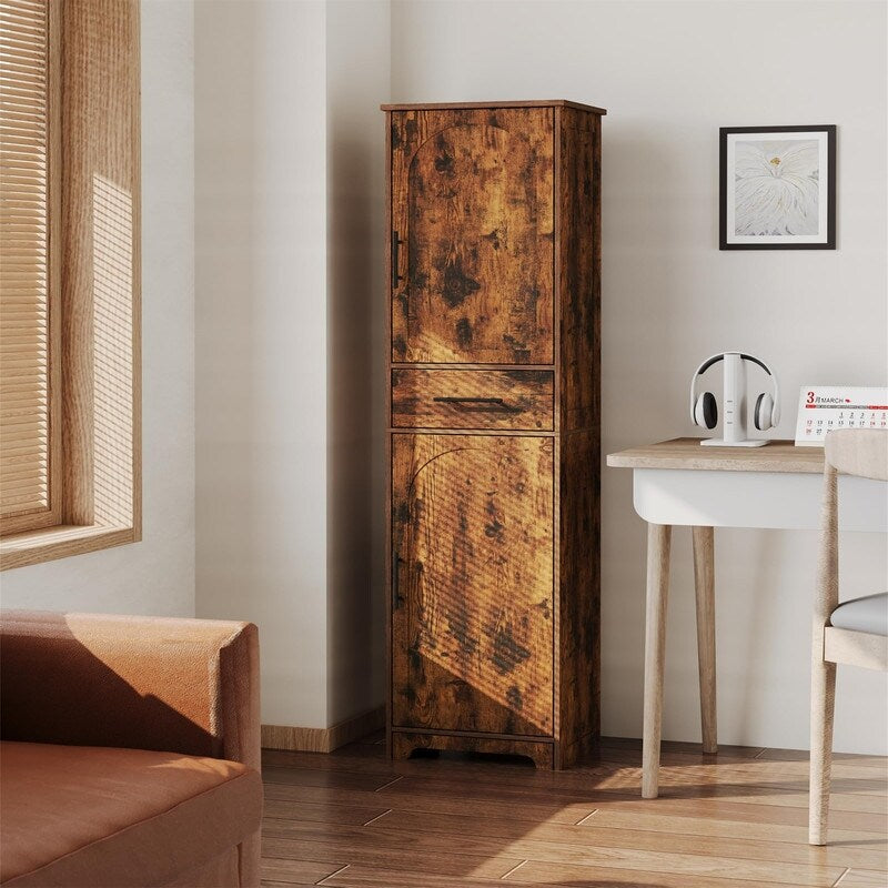 Tall Bathroom Storage Cabinet - 11.8"D x 15.7"W x 66.9"H