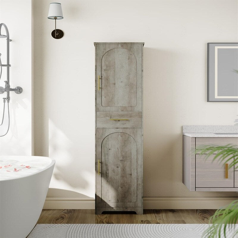 Tall Bathroom Storage Cabinet - 11.8"D x 15.7"W x 66.9"H
