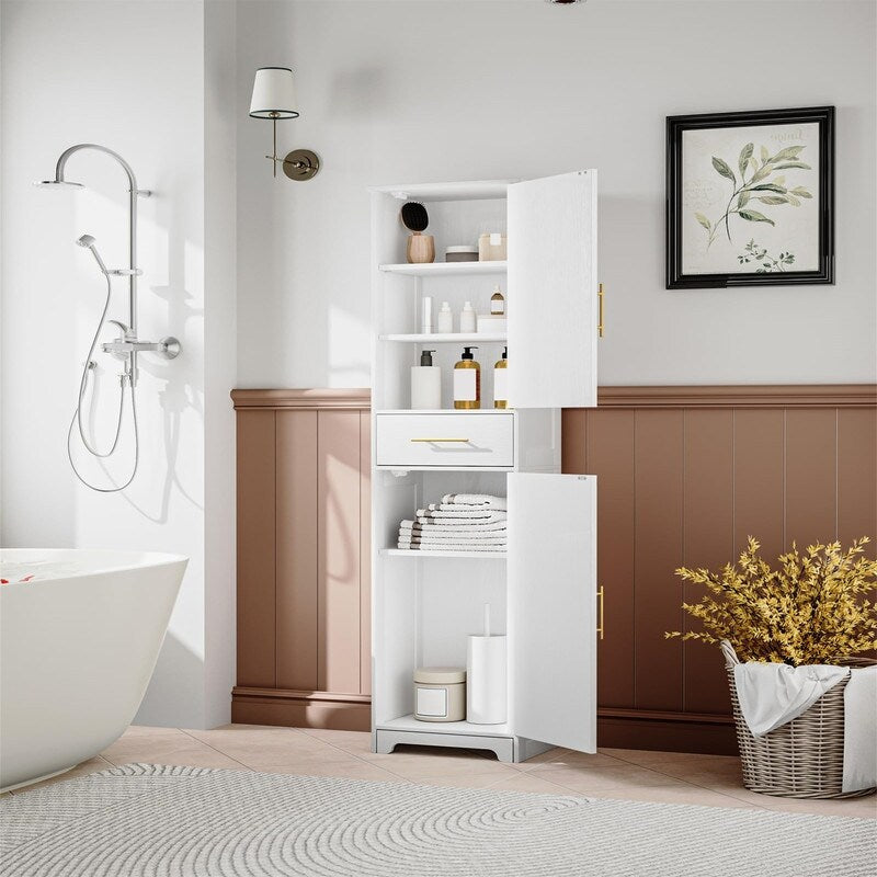 Tall Bathroom Storage Cabinet - 11.8"D x 15.7"W x 66.9"H