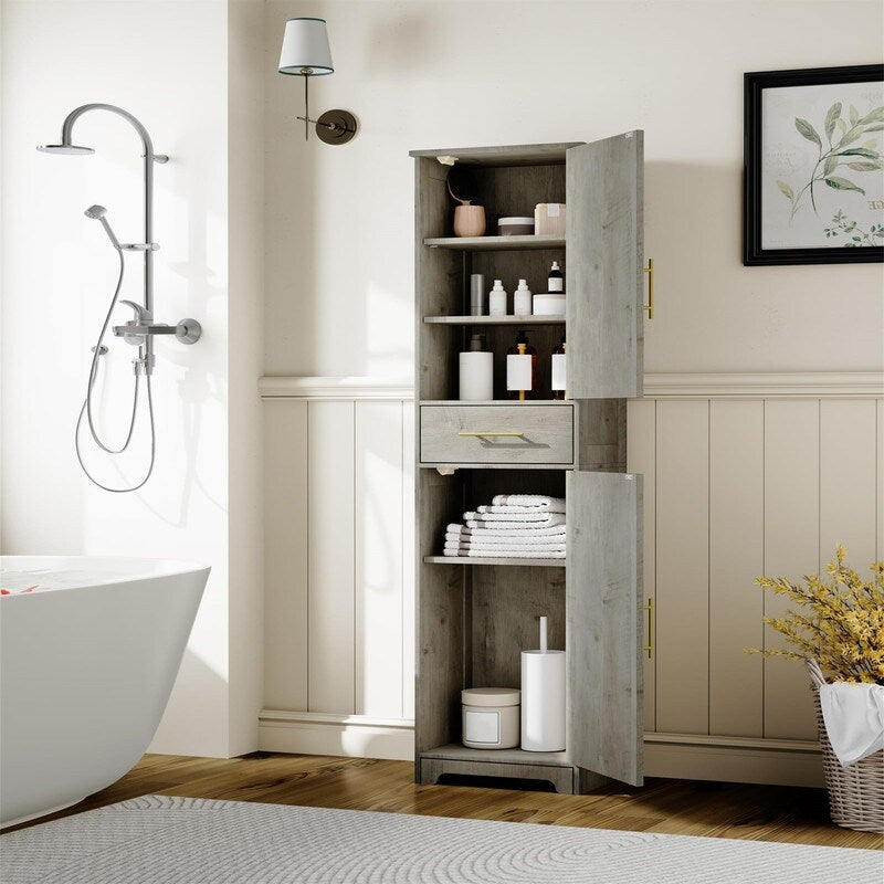 Tall Bathroom Storage Cabinet - 11.8"D x 15.7"W x 66.9"H